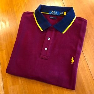 POLO RALPH LAUREN Gold-Tipped Burgundy Polo Shirt
